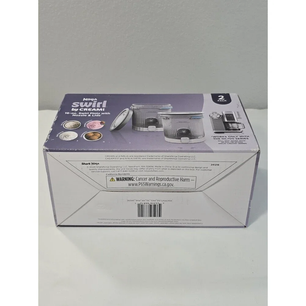 Ninja - Swirl by CREAMi Pints and Lids, 2 Pack - Grey Lids NC7000 OEM Ninja